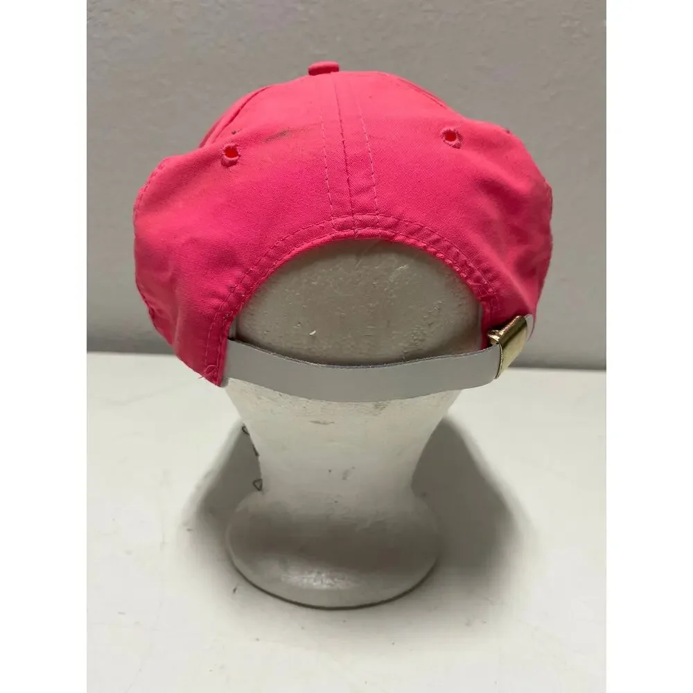 VTG 80s “169 Auto Parts & Salvage” Nylon Cap Neon Pink Hat Adjustable Strap back